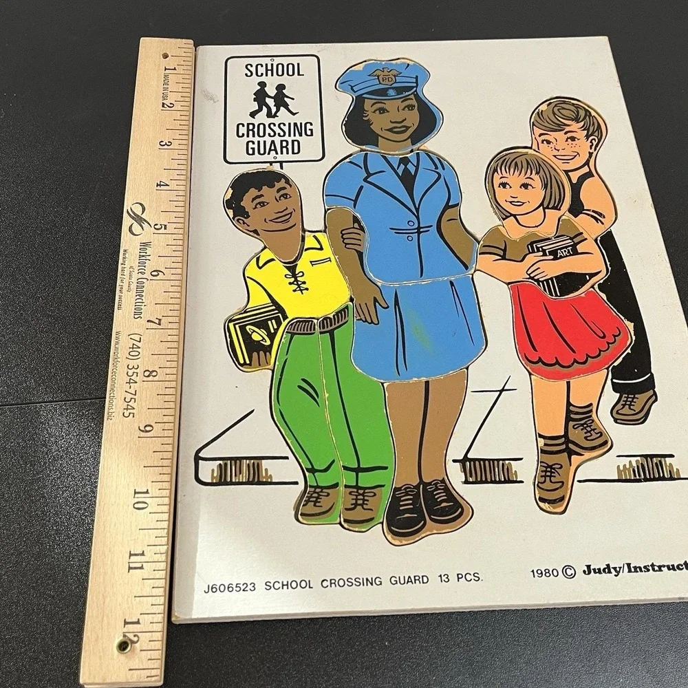 Vintage 1980 Judy Wooden Puzzle SCHOOL CROSSING GUARD #J606523 13pc Made in USA